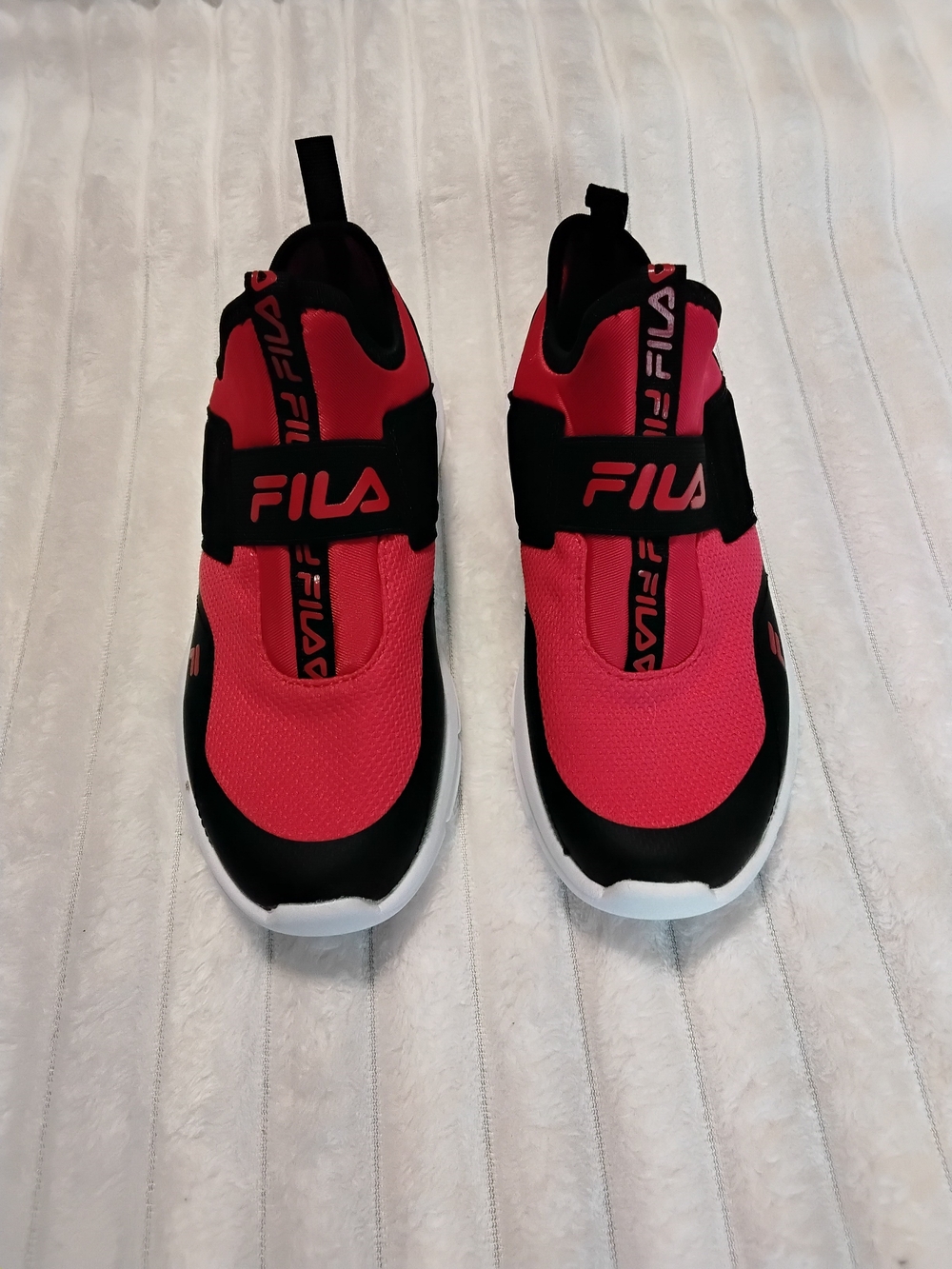 FILA Kids Red and Black Slip-On Athletic Sneakers